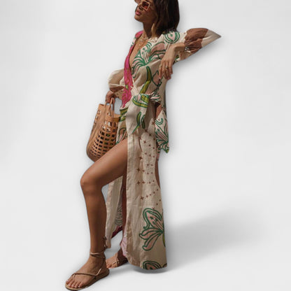 Tracey - Stilig Maxi Kjole med Slips for Enhver Anledning