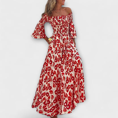 Havblomst Off-Shoulder Kjole for Stranddager