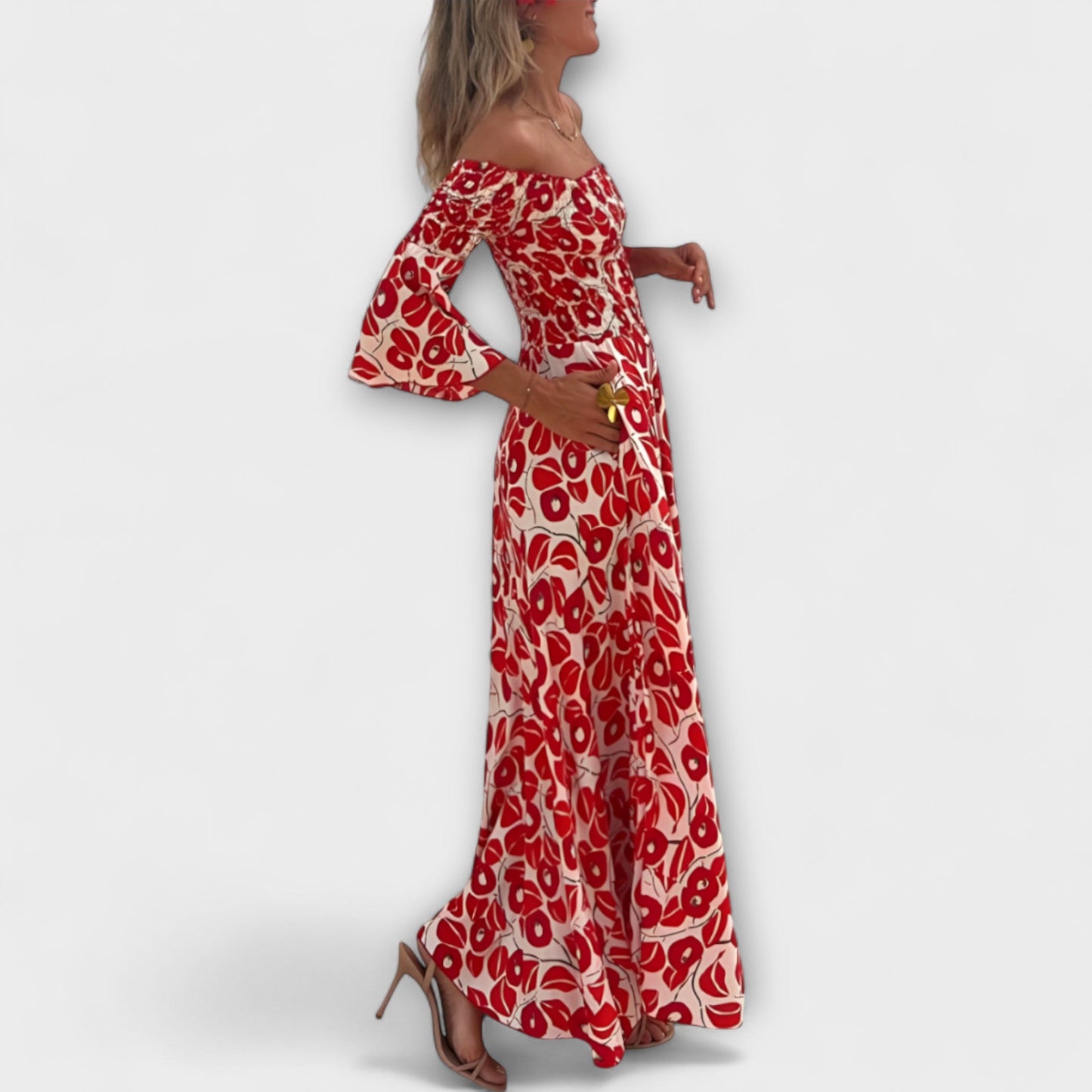 Havblomst Off-Shoulder Kjole for Stranddager