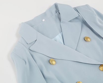 Chic Cape Blazer Mini Kjole med Belte & Gull Detaljer