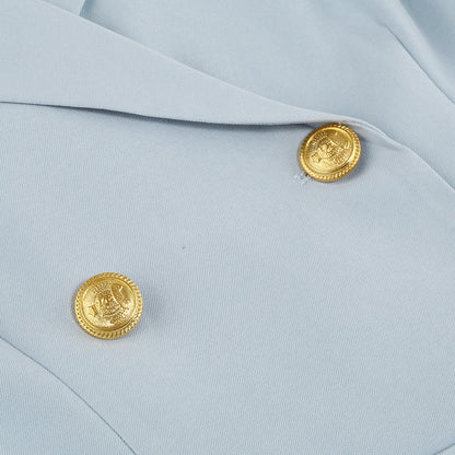 Chic Cape Blazer Mini Kjole med Belte og Gullakenter