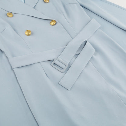 Chic Cape Blazer Mini Kjole med Belte & Gull Detaljer