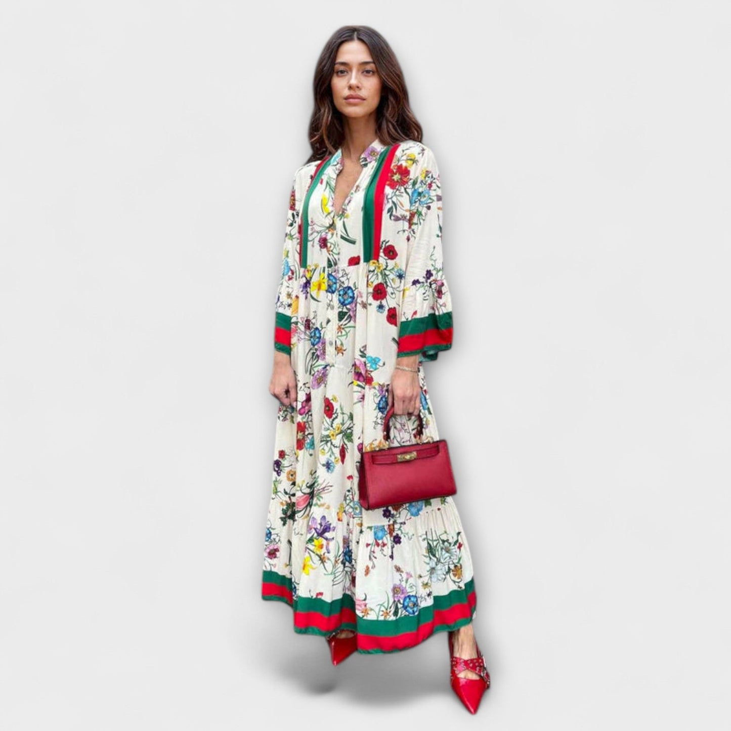 Blomstertrykt Maxikjole for Spesielle Anledninger