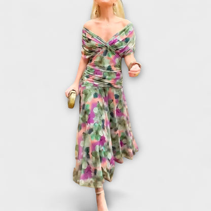 Aurora - Chic V-Hals Maxi Kjole for Enhver Anledning