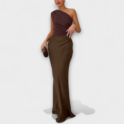 Chic One-Shoulder Plisserte Ballkjole for Spesielle Anledninger