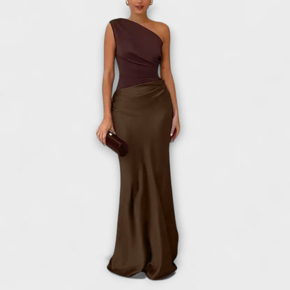 Chic One-Shoulder Plisserte Ballkjole for Spesielle Anledninger