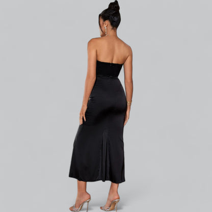 Fløyels Strapless Korse Maxi Kjole for Spesielle Anledninger