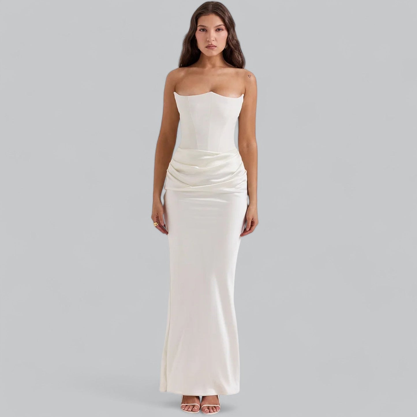 Fløyels Strapless Korse Maxi Kjole for Spesielle Anledninger