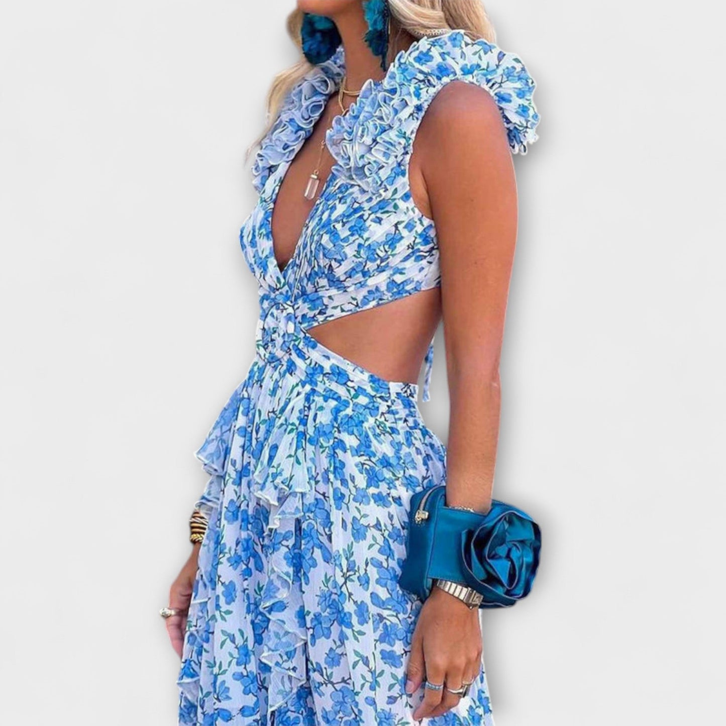 Elin - Chic Maxi Kjole med Volanger for Enhver Anledning