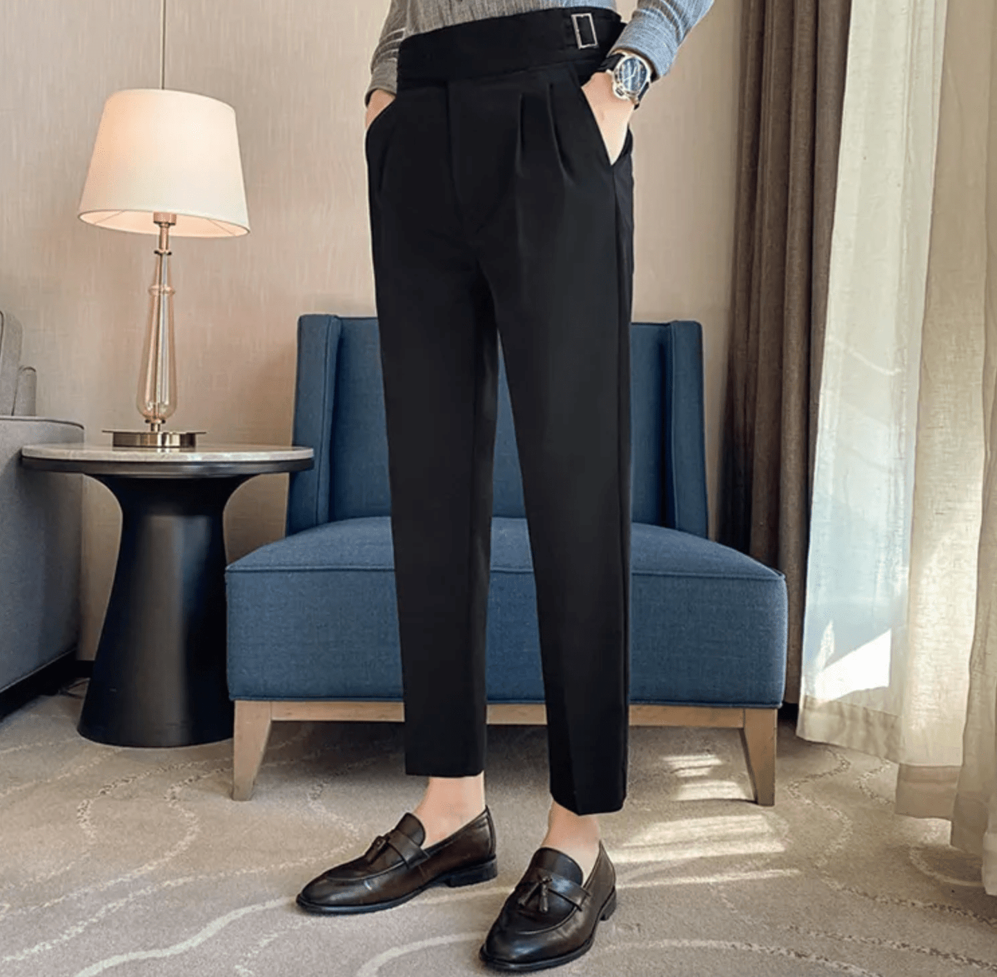 Herreformelle høyt midjefasongede bukser for anledninger