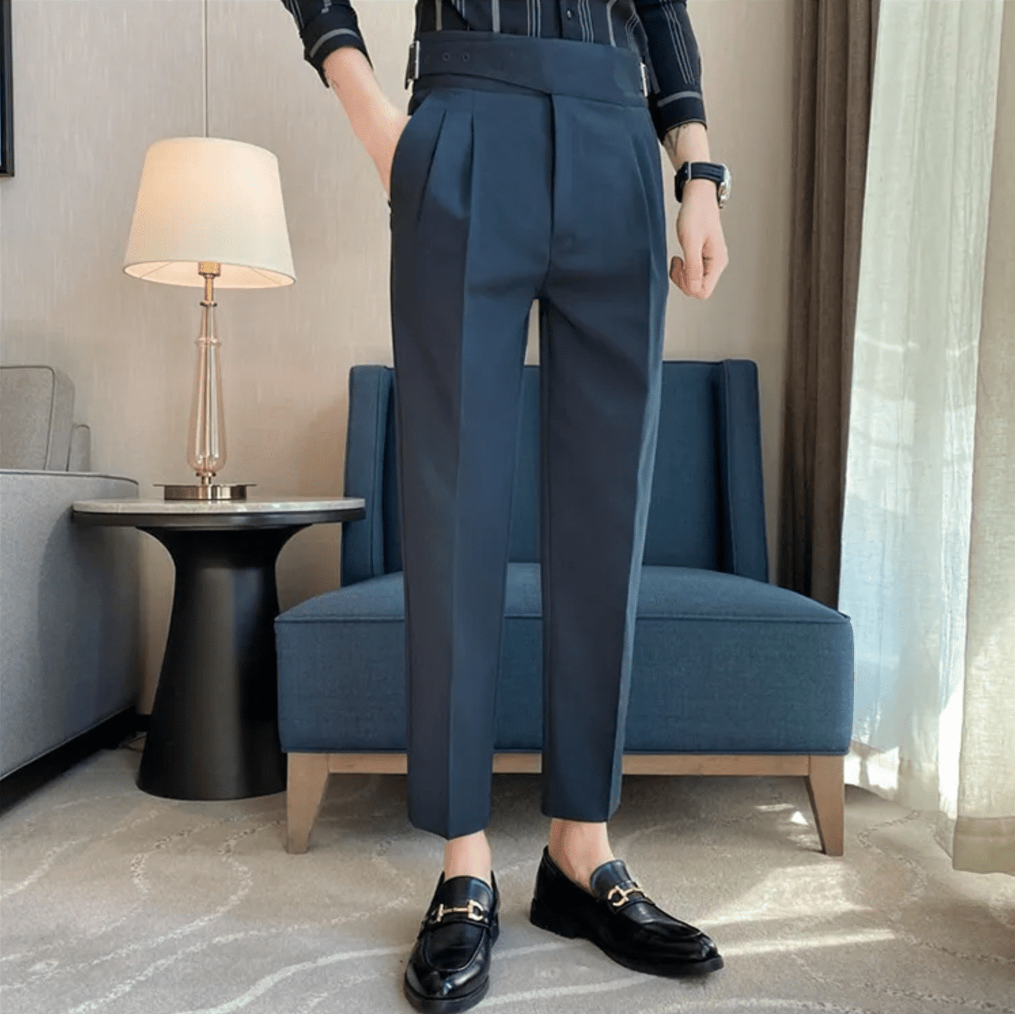 Herreformelle høyt midjefasongede bukser for anledninger