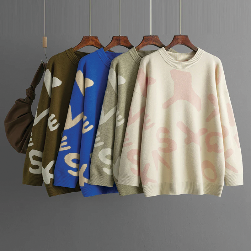 Delilah - Stilig Grafisk Strikkegenser for Alle Anledninger