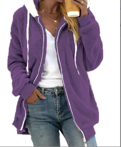 Theresa - Koselig Fleece Zip Hoodie for Hverdagsbruk