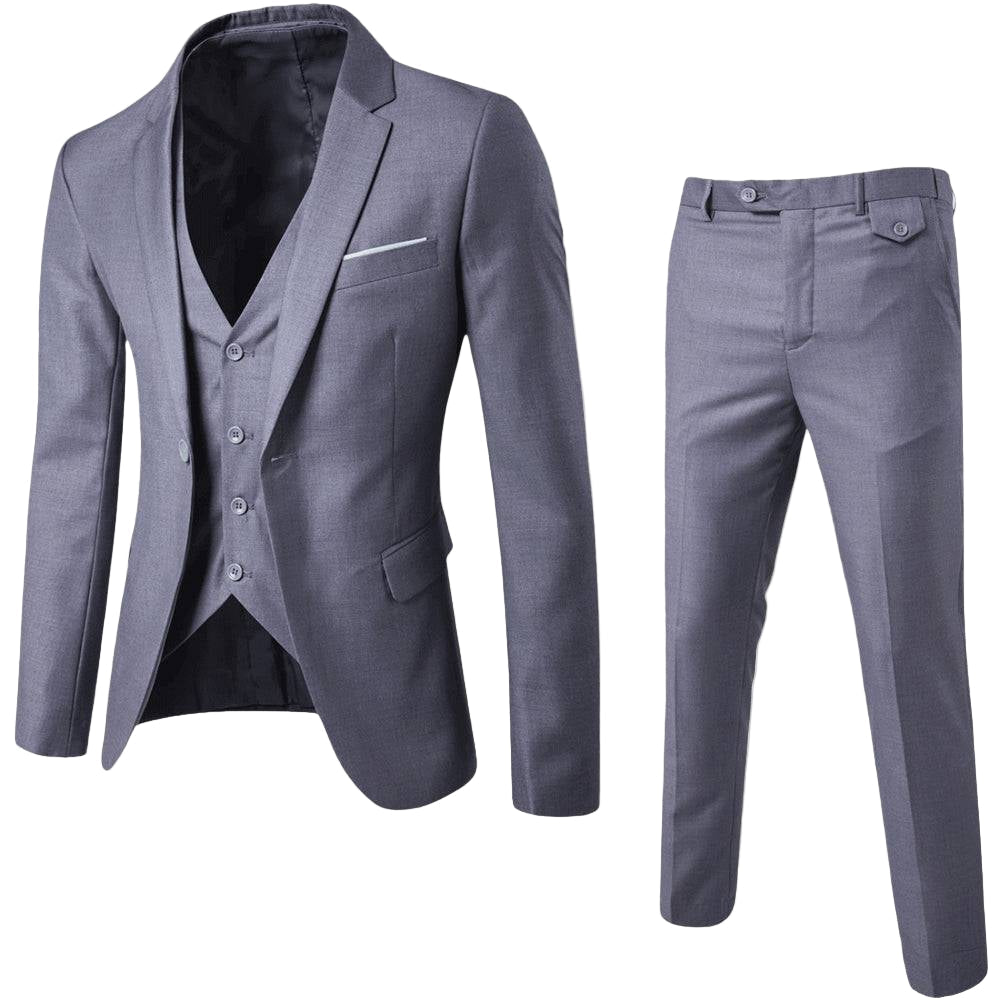 Herres 3-delt Dress Sett – Klassisk Blazer, Vest, Bukser for Bryllup og Forretninger