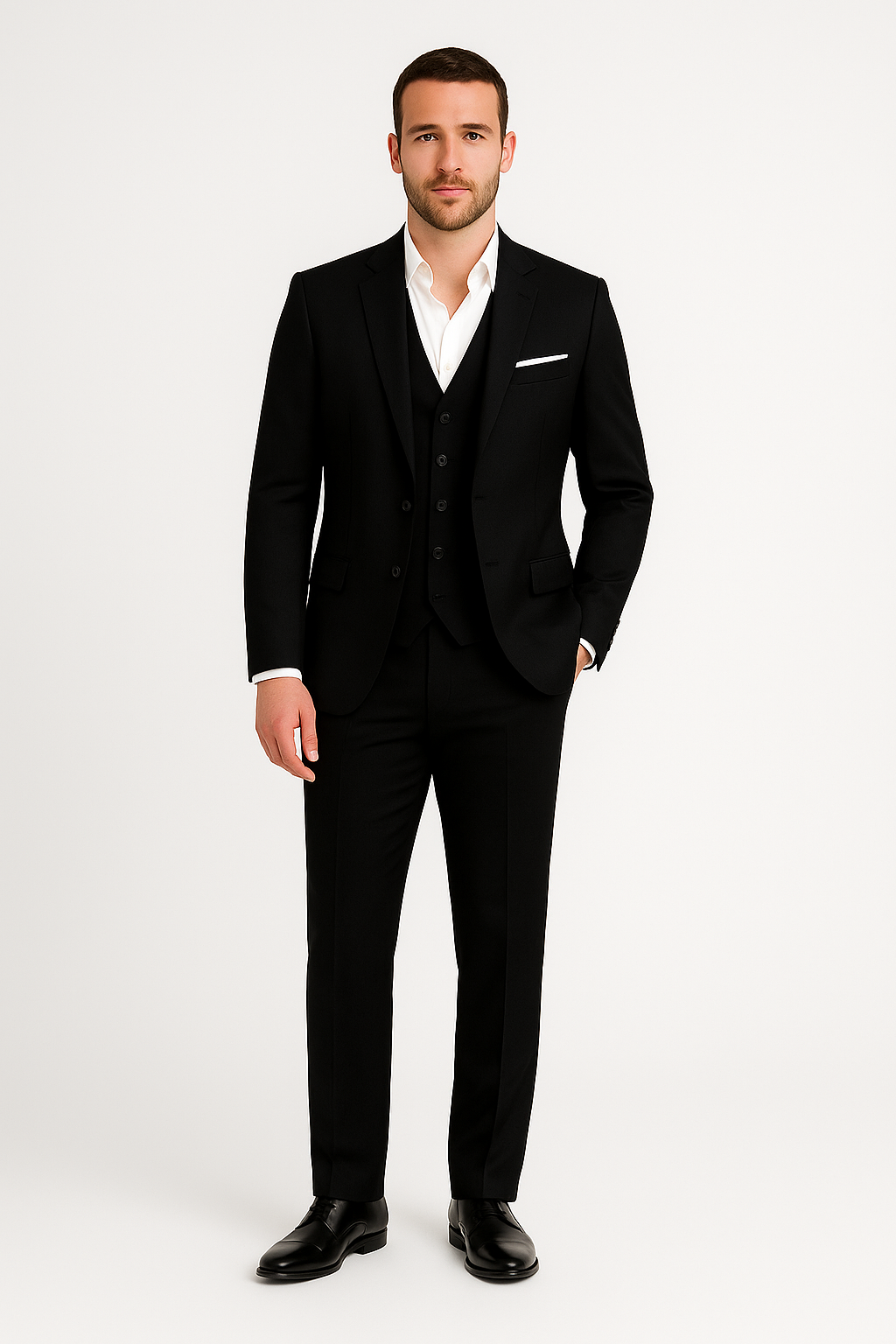 Herres 3-delt Dress Sett – Klassisk Blazer, Vest, Bukser for Bryllup og Forretninger
