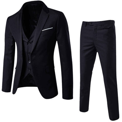 Herres 3-delt Dress Sett – Klassisk Blazer, Vest, Bukser for Bryllup og Forretninger