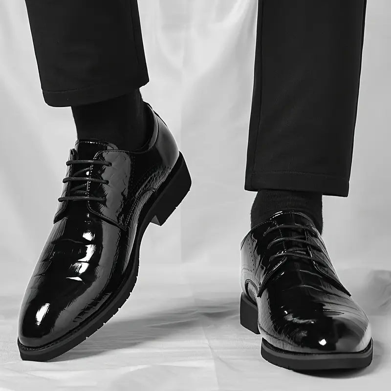 Herre Svart Lakk Oxford Dressko - Glanset Finish for Formelle Anledninger