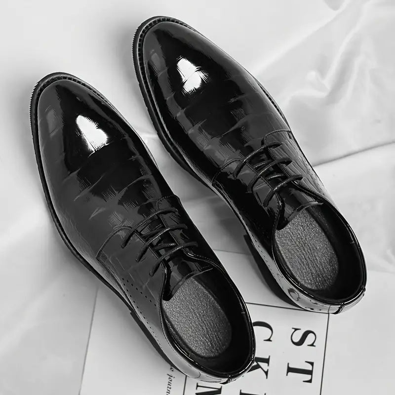 Herre Svart Lakk Oxford Dressko - Glanset Finish for Formelle Anledninger