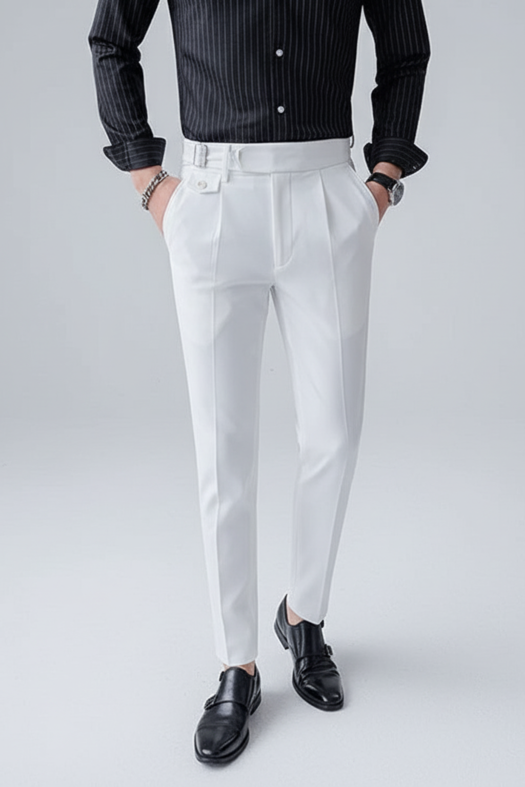 Herre britiske forretningbukser - Stilig plisserte design for kontorbruk