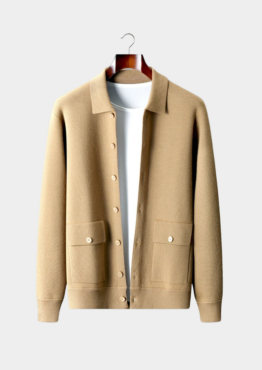 Herre Knapp-Op Cardigan med Lommer for Stilig Lagdeling