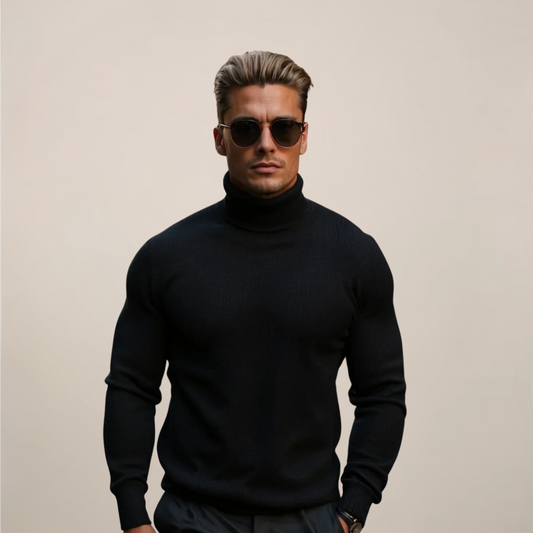 Herres Klassiske Turtleneck Strikkegenser for Smart Casual Stil