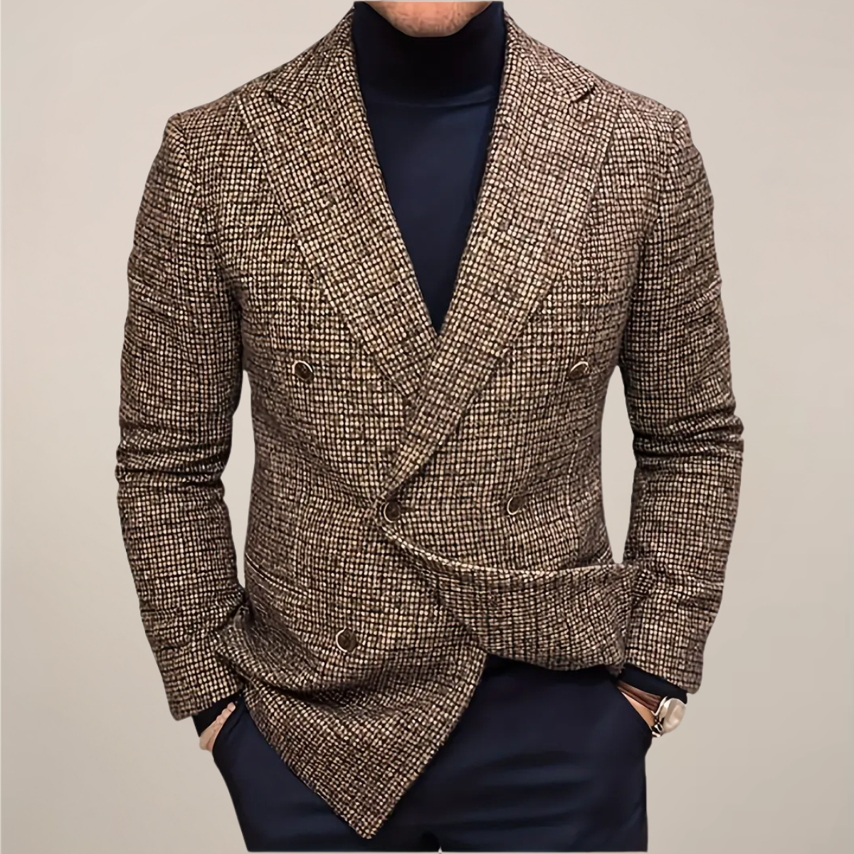Herre Slim Fit Rutete Blazer for Smarte Anledninger