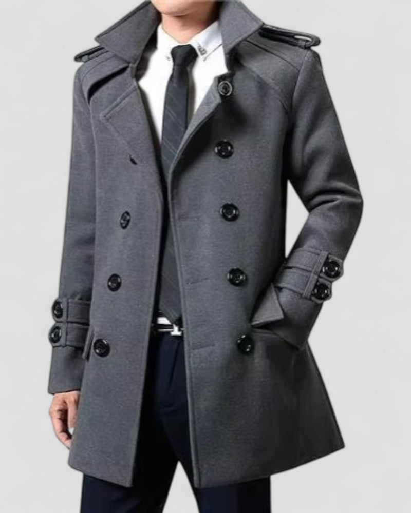 Herre Ull Trench Coat for Stilige Anledninger