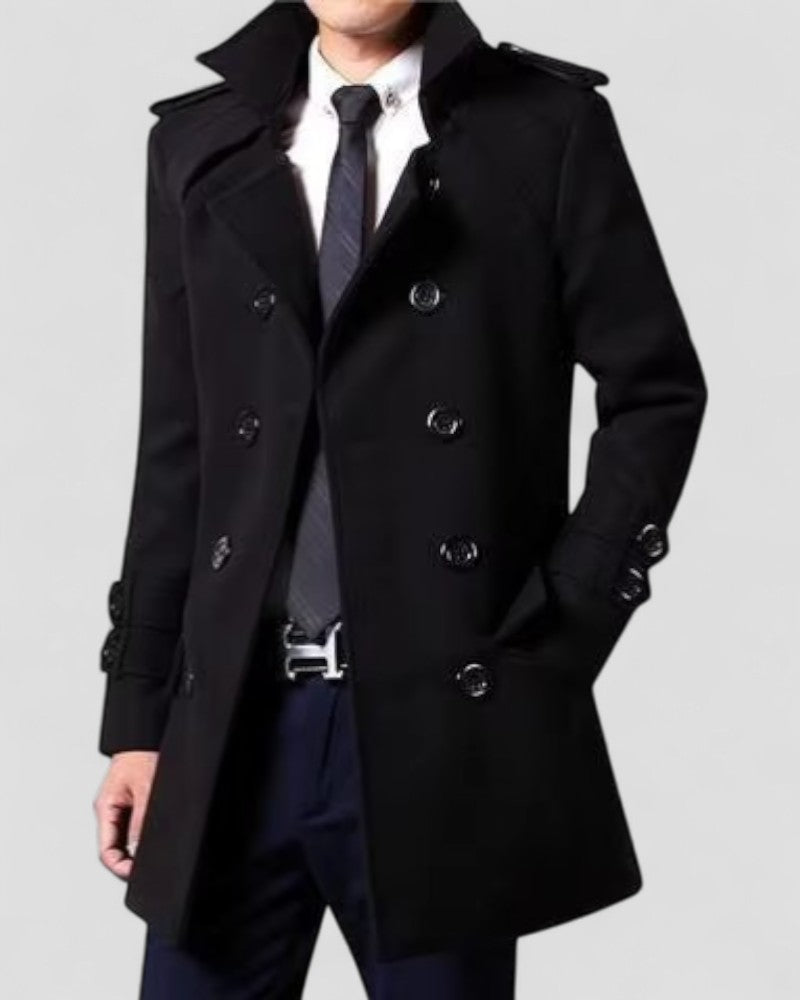 Herre Ull Trench Coat for Stilige Anledninger
