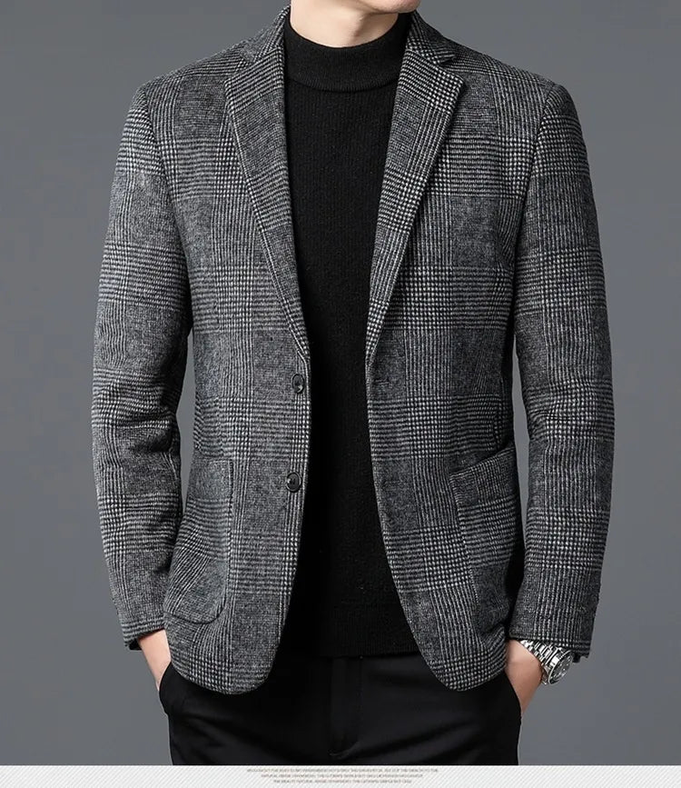 Herre Glen Check Blazer - Stilfullt Design med To Knapper for Formelle og Smart-Casual Anledninger