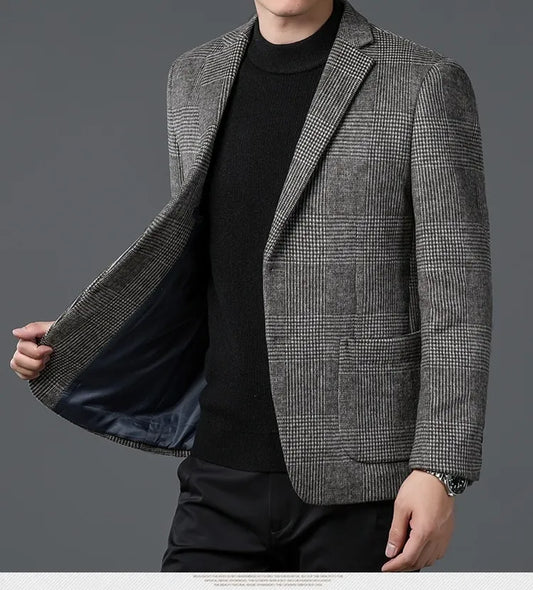 Herre Glen Check Blazer - Stilfullt Design med To Knapper for Formelle og Smart-Casual Anledninger