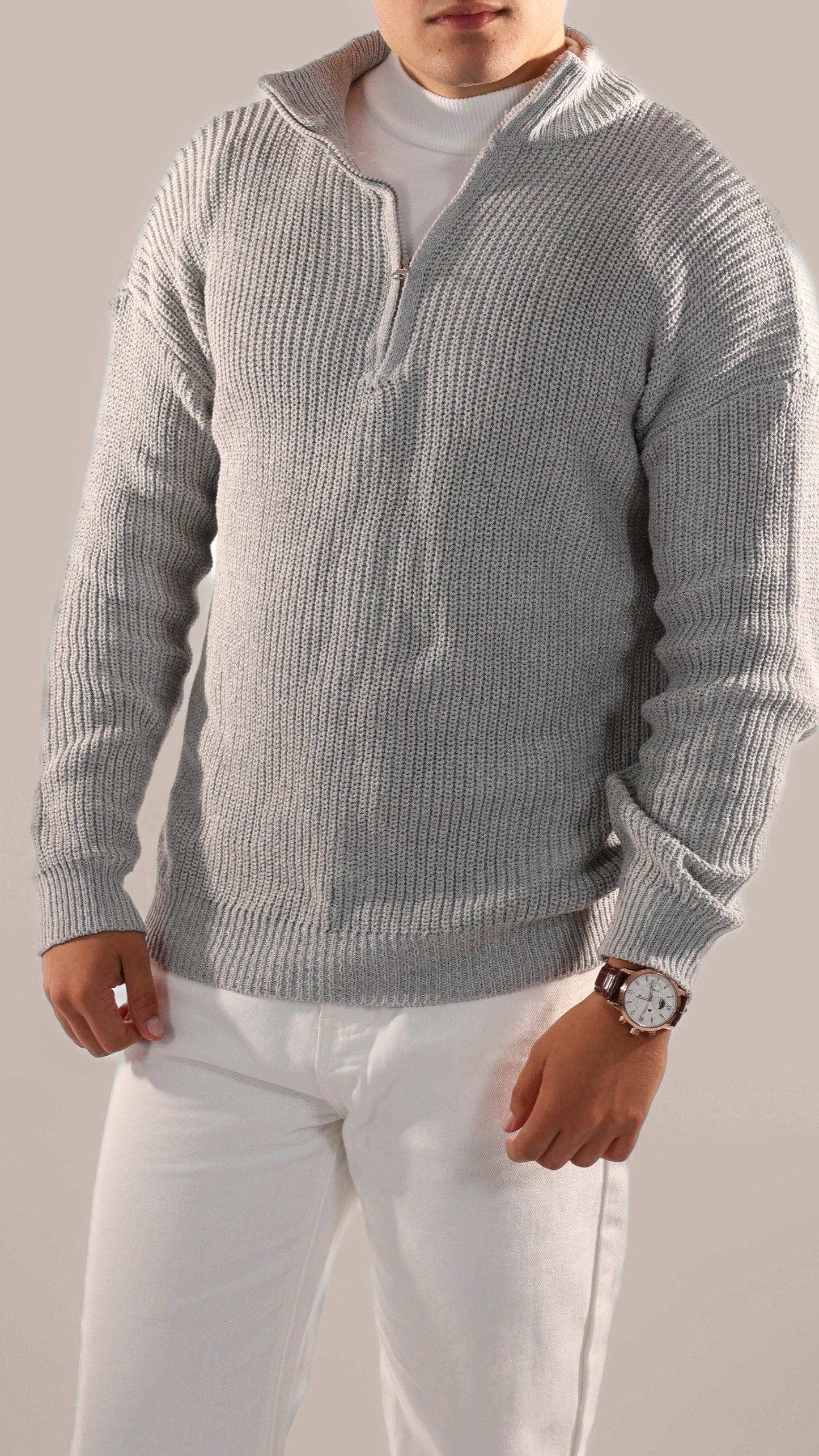 Men's Knitted Half Zip Jumper for Everyday Wear