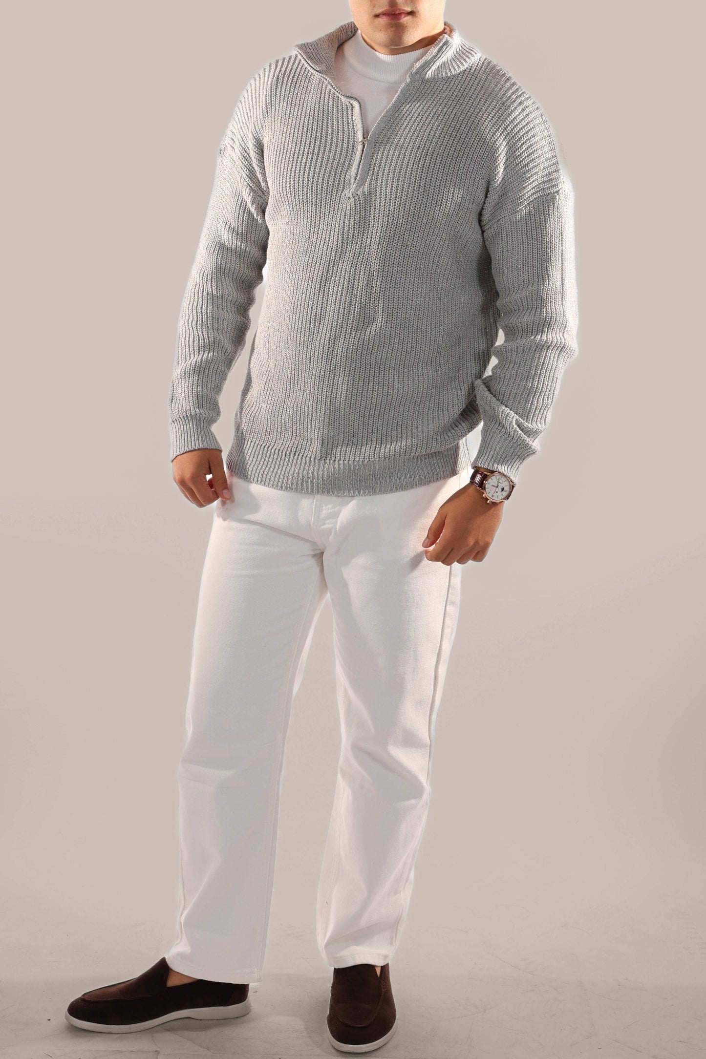 Men's Knitted Half Zip Jumper for Everyday Wear