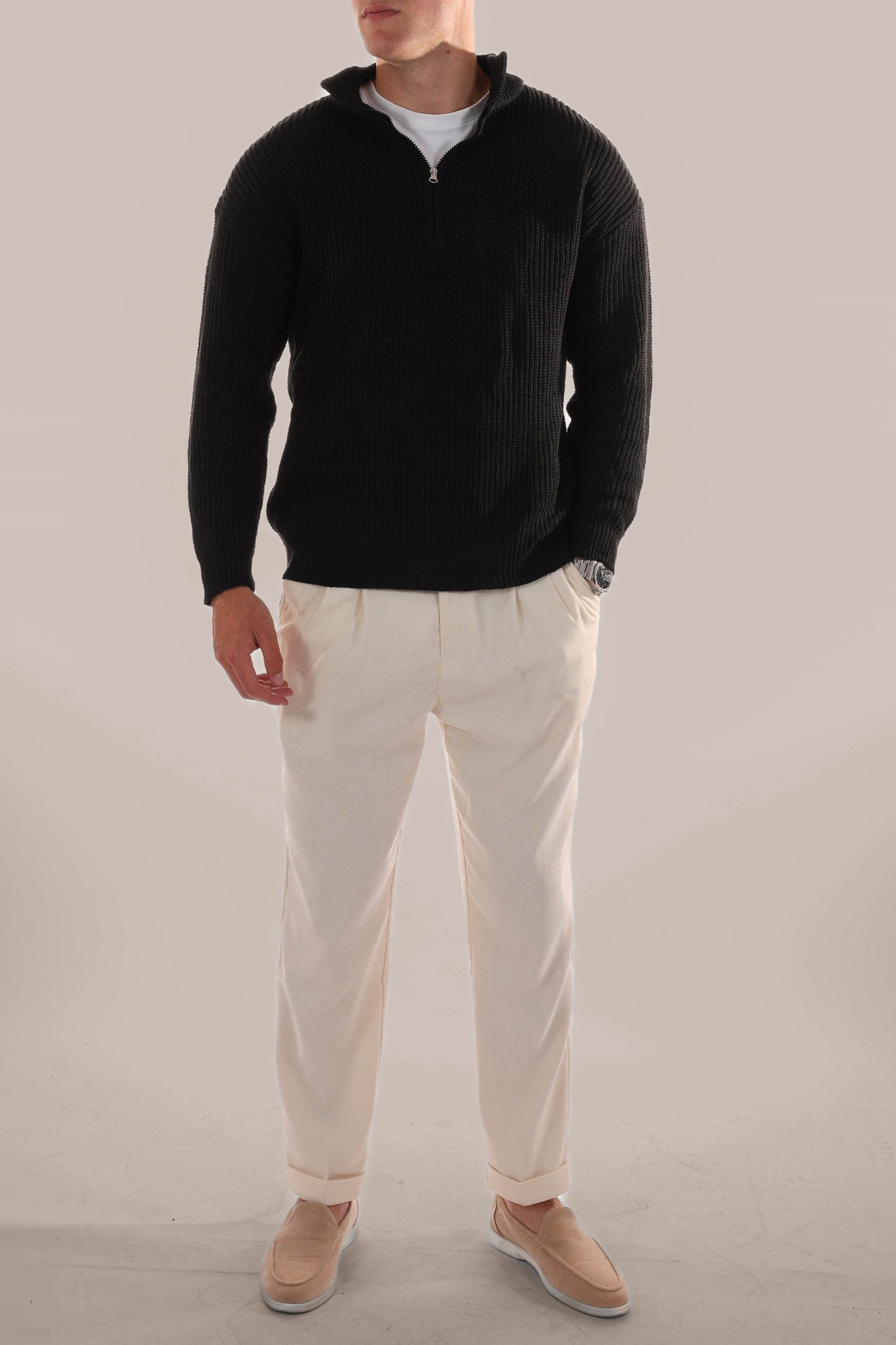 Men's Knitted Half Zip Jumper for Everyday Wear