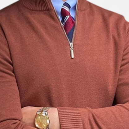 Herre Halv-Glidelås Strikkegenser - Ideell for Smart Casual Antrekk