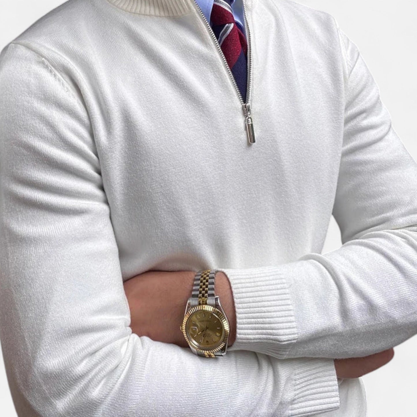 Herre Halv-Glidelås Strikkegenser - Ideell for Smart Casual Antrekk