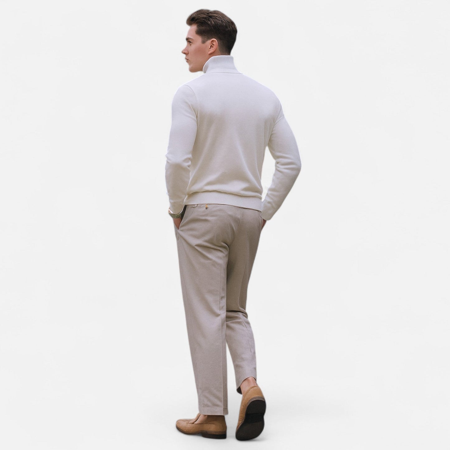 Herre Halv-Glidelås Strikkegenser - Ideell for Smart Casual Antrekk