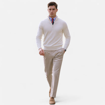 Herre Halv-Glidelås Strikkegenser - Ideell for Smart Casual Antrekk