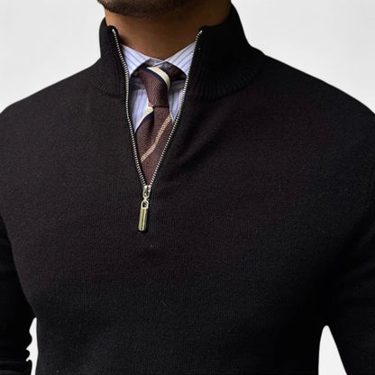 Herre Halv-Glidelås Strikkegenser - Ideell for Smart Casual Antrekk