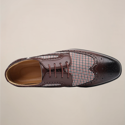Herre Houndstooth Oxford Dress Shoes - Sofistikert Brogue Stil for Formelle Anledninger