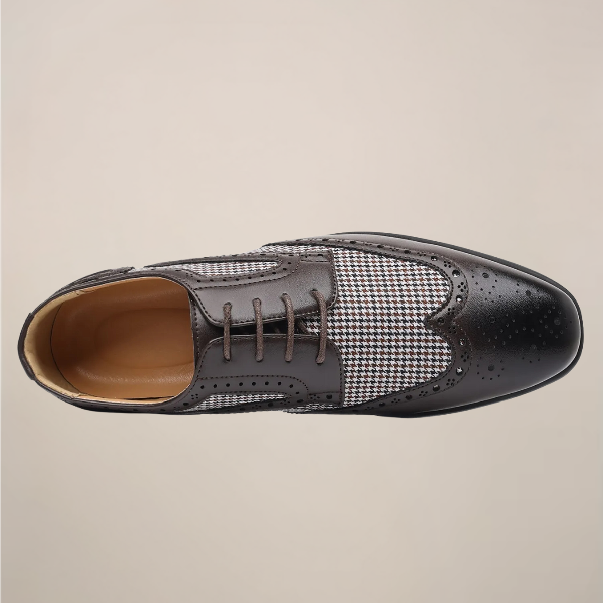 Herre Houndstooth Oxford Dress Shoes - Sofistikert Brogue Stil for Formelle Anledninger