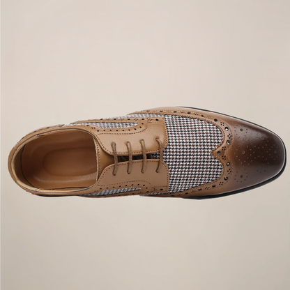 Herre Houndstooth Oxford Dress Shoes - Sofistikert Brogue Stil for Formelle Anledninger