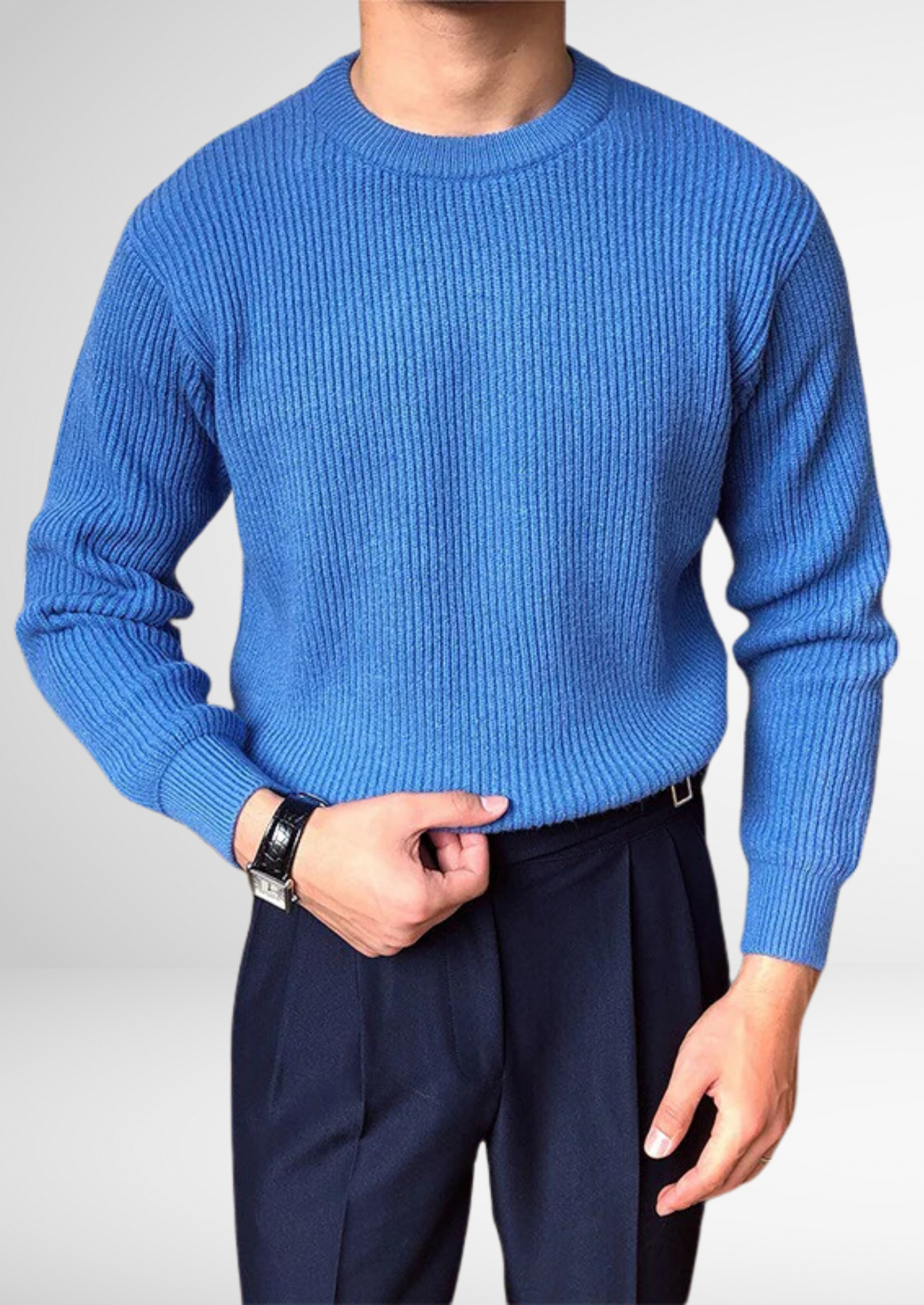Men's Crew Neck Knitted Sweater for Year-Round Style