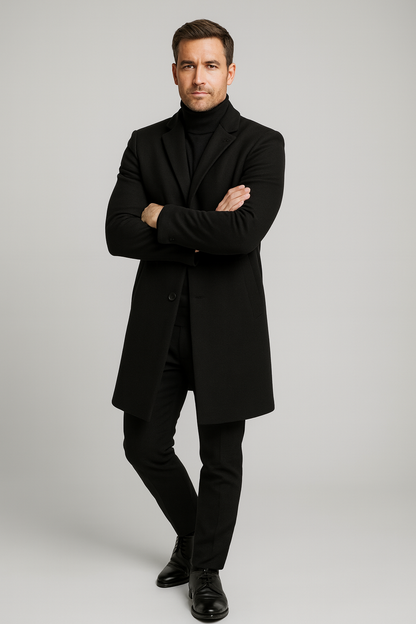 Herre Klassisk Lang Frakk - Stilig Notch Lapel Design