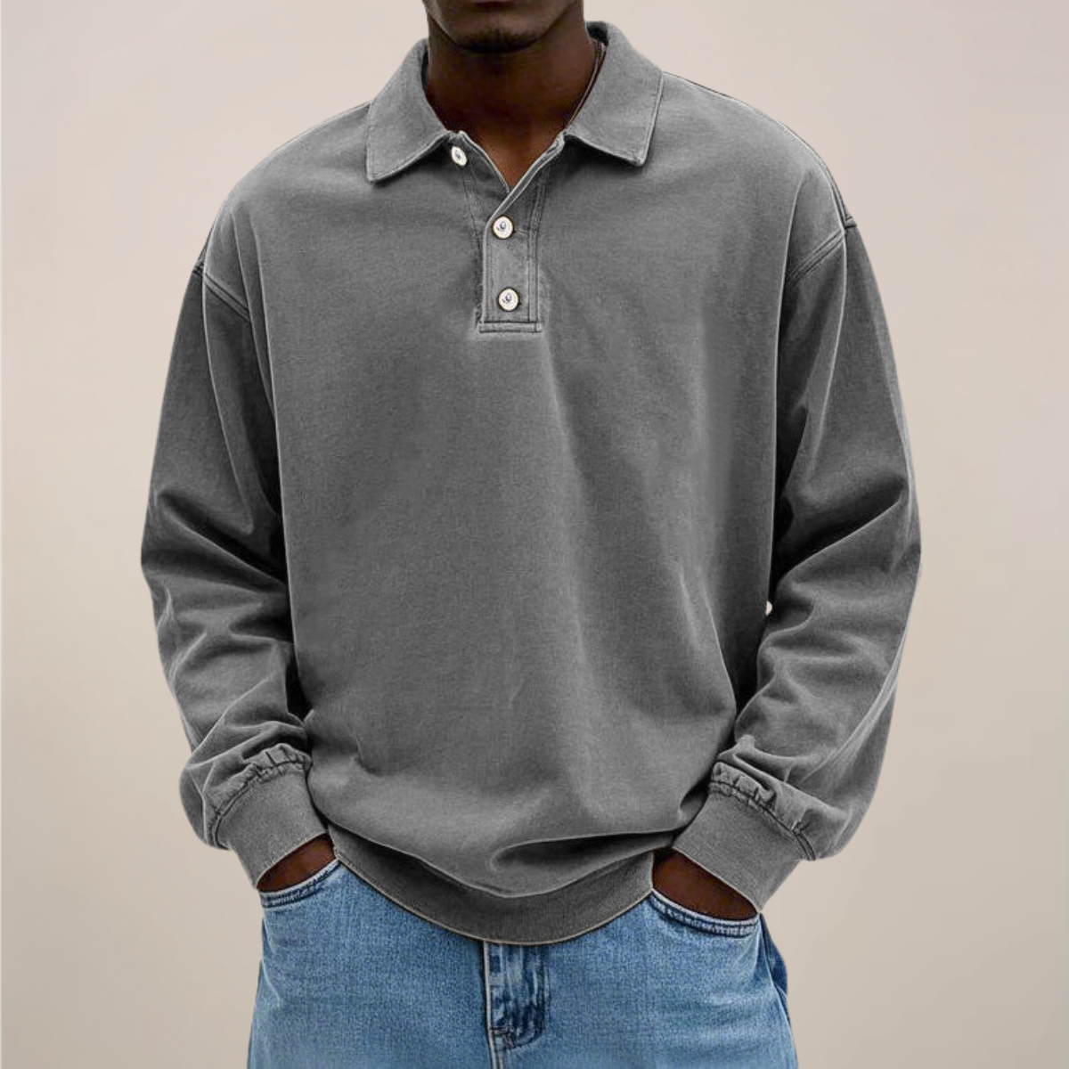 Herre Langermet Polo Skjorte - Stilig Bomullsblanding for Enhver Anledning