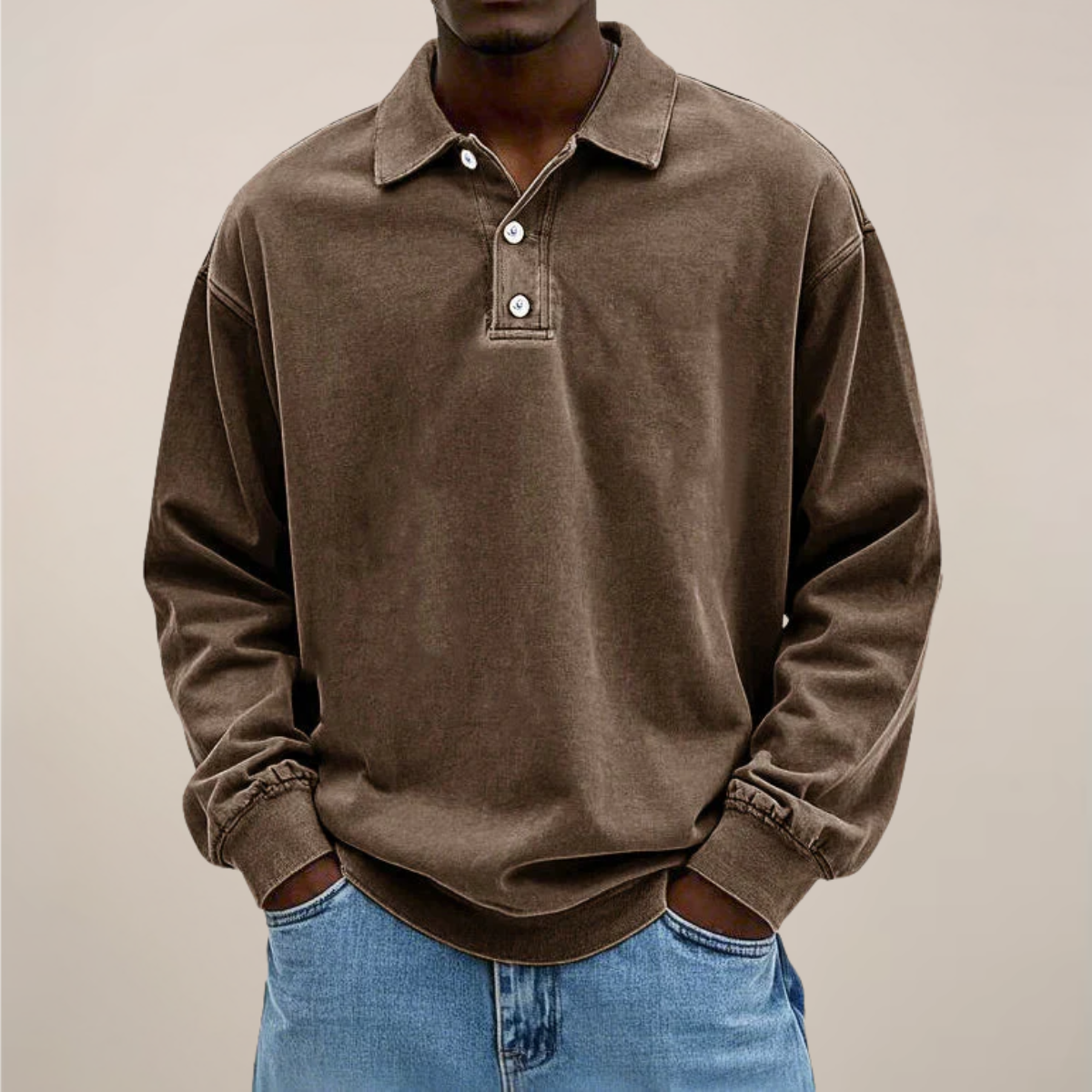 Herre Langermet Polo Skjorte - Stilig Bomullsblanding for Enhver Anledning