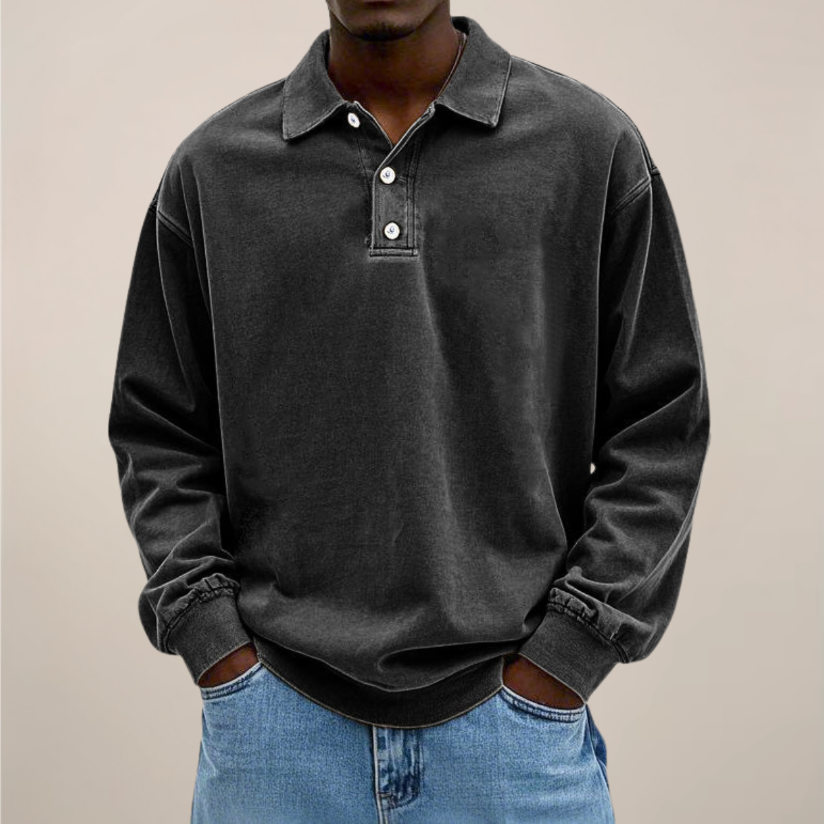 Herre Langermet Polo Skjorte - Stilig Bomullsblanding for Enhver Anledning