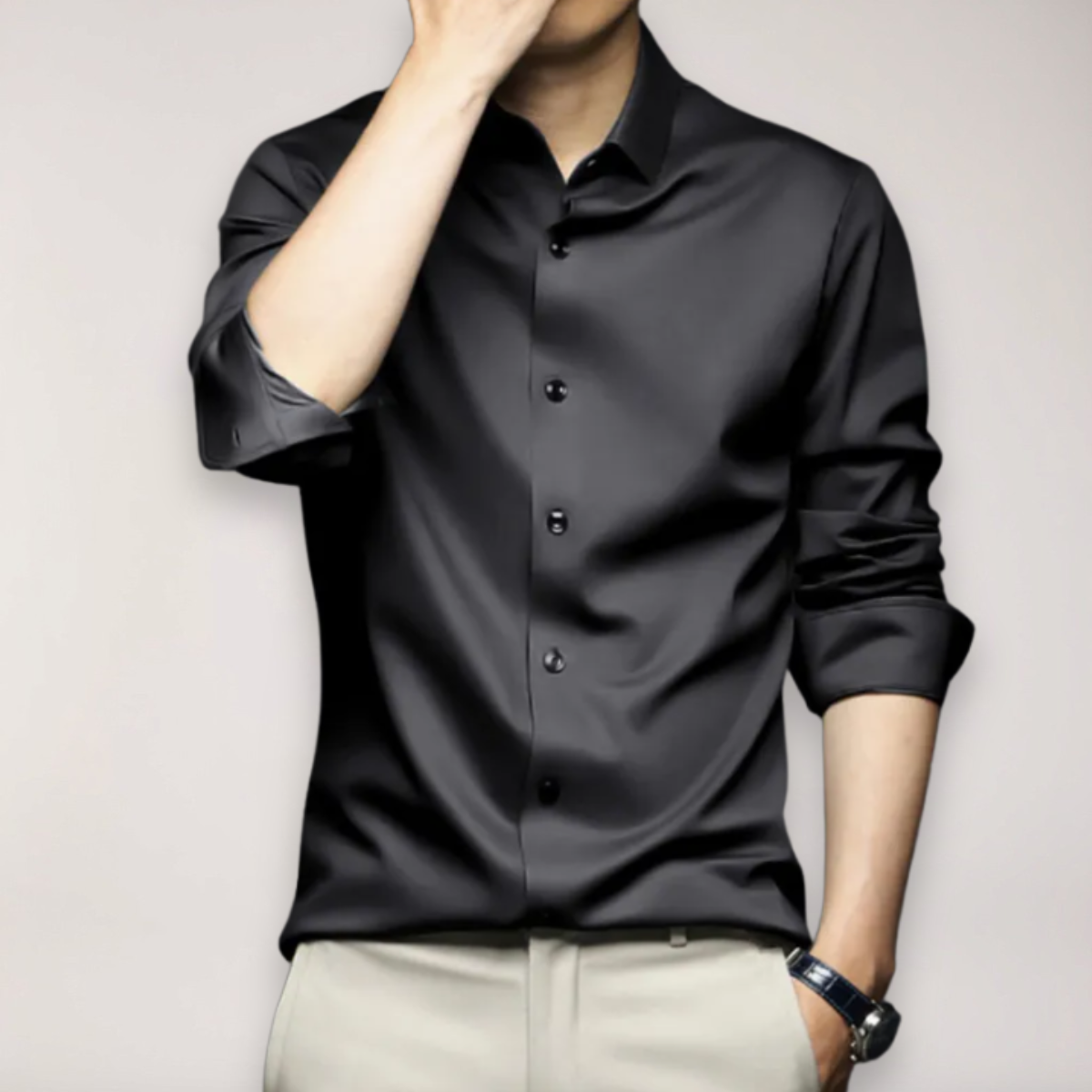 Herreskjorte med knapper - Stilig bomullsblanding for arbeid og fritid