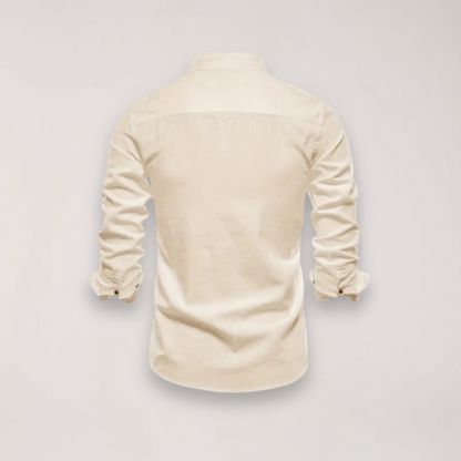 Herre Langermet Skjorte med Ståkrage – Brodert Design for Stilige Anledninger