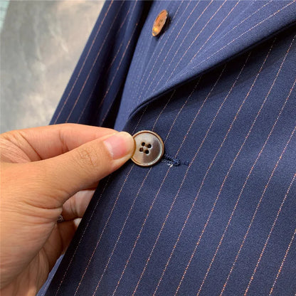 Herre Navy Blå Stripete Dress - Stilig Formell Bekledning for Forretnings- og Kveldsarrangementer