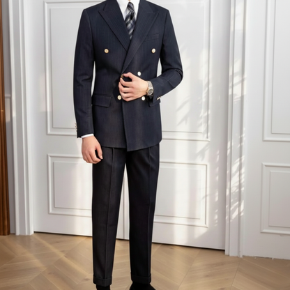 Herre Navy Blå Slim Fit 2-Delt Dress for Formelle Anledninger